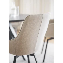 Alison tuoli musta metallijalka / vaalea beige kangas