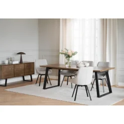 Alison tuoli musta metallijalka / vaalea beige kangas