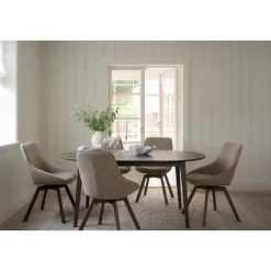 Alison tuoli ruskealakattu tammijalka / tumma beige kangas