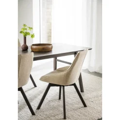 Alison tuoli ruskealakattu tammijalka / vaalea beige kangas