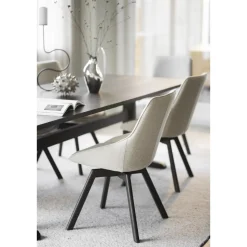 Alison tuoli ruskealakattu tammijalka / vaalea beige kangas