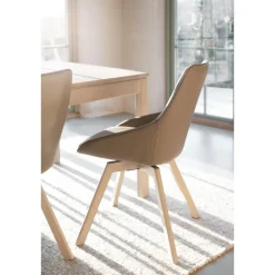 Alison tuoli valkolakattu tammijalka / beige nahka