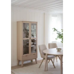 Alison tuoli valkolakattu tammijalka / vaalea beige kangas