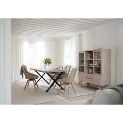 Alison tuoli valkolakattu tammijalka / vaalea beige kangas