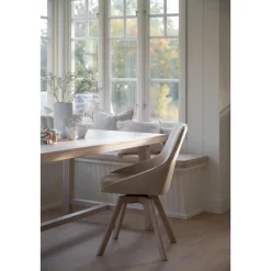 Alison tuoli valkolakattu tammijalka / vaalea beige kangas
